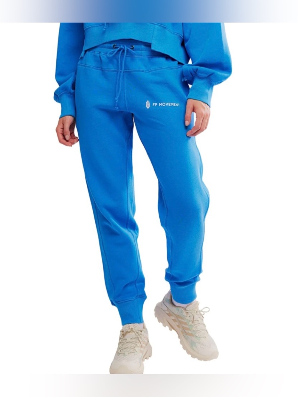 NEW Free People Movement XS Undefeated Jogger Pants in Blue Logo NWOT Sweatpants